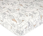 Crane Baby 100% Cotton Sateen Fitted Baby Sheets, Breathable, Fits 28X52 Standard Mattress, Gender Neutral Bedding, Woodland Animal Crib Sheet