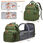 Baby Diaper Bag Backpack Multifunctional Waterproof Diaper Bag with Changing Station Travel Backpack with Changing Pad(Army Green)