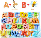 Wooden Puzzles for Toddlers, Voamuw Alphabet Number Shape Learning Education Preschool Toys for Kids Ages 3-6 Years Old (Set of 3)