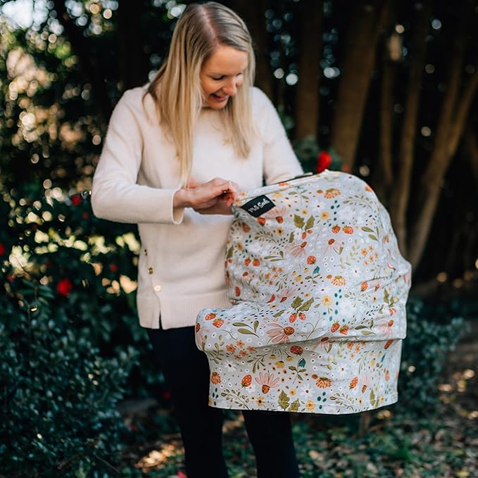 Milk Snob Original 5-in-1 Cover - Nursing Cover for Breastfeeding - Baby Carseat Canopy & Stroller - Essential All-in-One Design - Gift for Mom, Baby (Strawberry Fields)
