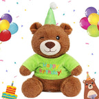 Cuteoy Happy Birthday Bear Musical Stuffed Animal Shaking Singing Dancing Plush Toy Electric Interactive Animated Plushies Gifts for Kids Girls Boys
