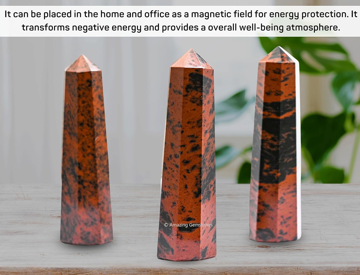 Amazing Gemstone Mahogany Obsidian Crystal Towers ~ Natural Healing Crystal Point Obelisk for Reiki Healing and Crystal Grid (3- Inch)