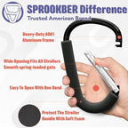 sprookber 6.7 Inch Large Stroller Hooks for Diaper Bags & Purses, Heavy Duty Mommy Hooks for Shopping, Grocery, Backpack – Baby Stroller Accessories, Set of 2 (Black)