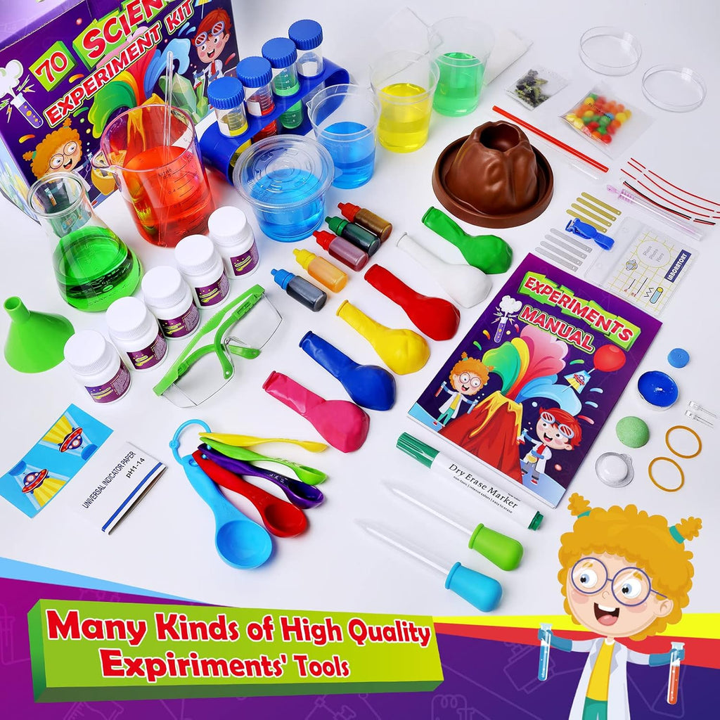 UNGLINGA 70 Lab Experiments Science Kits for Kids Educational Scientist Toys Birthday Gifts Idea for Girls Boys, Chemistry Set, Erupting Volcano, Fruit Circuits, S.T.E.M Activities Science Project
