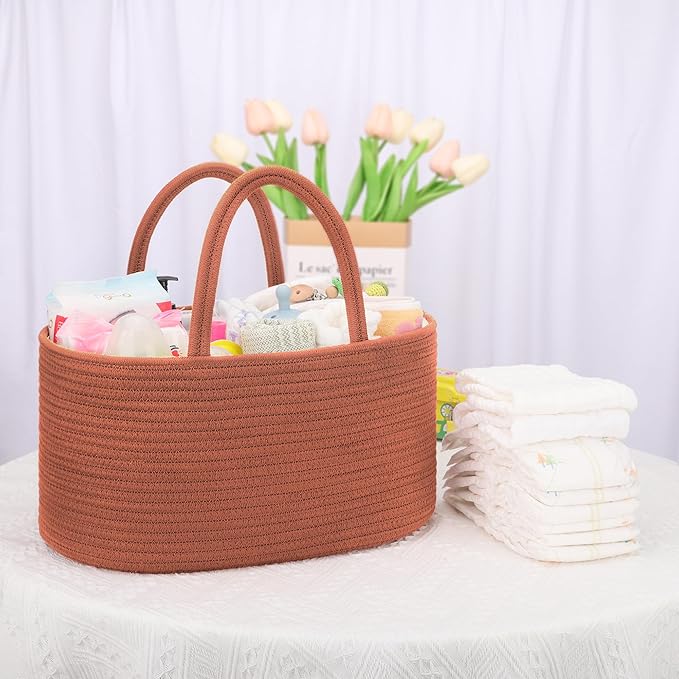 COMSE Baby Diaper Caddy Organizer, Car Caddy, Diaper Change Organizer, Gift Baskets Empty, Portable Tote Bag with Divider, Baby Shower Gifts Newborn Essentials Registry Must Have, Autumn Glaze