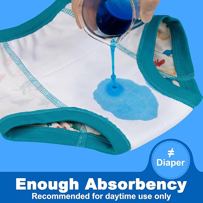 BIG ELEPHANT 6-Pack Potty Training Pants – 100% Cotton Absorbent Toddler Underwear for Boys and Girls (12M-10Y)