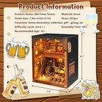 DIY Miniature House Kit, Book Nook Kit, 3D Wooden Puzzles Bookshelf Craft Kits, Dollhouse Kit with LED Light, Mini Building Kit for Adults Teen to Build (Old Time Tavern)