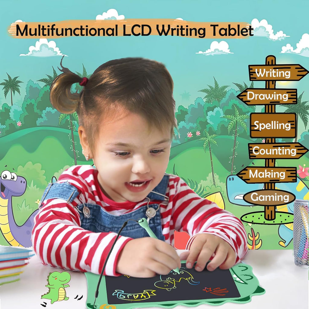 LCD Doodle Board Dinosaur Writing Tablet for Kids Toys, 8.5 Inch Colorful Todder Drawing Pad for Educational Learning Gift in Christmas Birthday Suitable for 3 4 5-8 Years Old Boys Girls (Green)