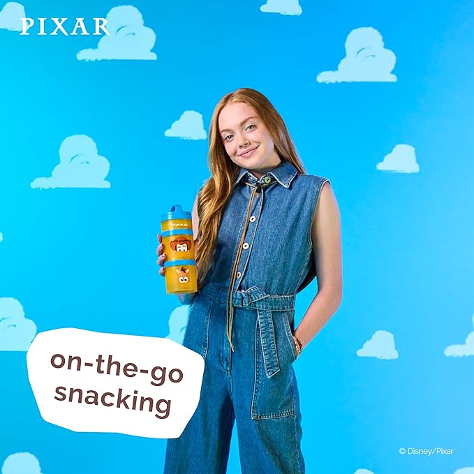 Whiskware Disney Pixar Stackable Snack Containers for Kids and Toddlers, 3 Stackable Polypropylene Snack Cups for School and Travel, Toy Story Woody and Bullseye