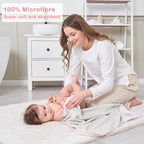 Viviland Baby Towels and Baby Wash Cloths Set Hooded Baby Towels Baby Wipes Absorbent Bath Face Towels Burp Cloths or Face Towels for Girl Boy 6-Pack Size 28 x 28 Inch(Elephant)