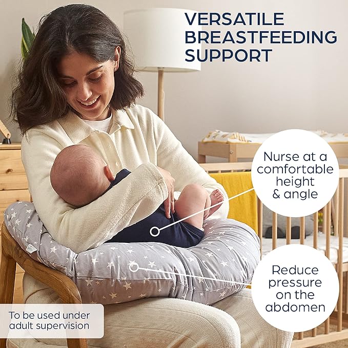 Niimo Nursing Pillow - 100% Cotton Breastfeeding Pillow Cover, Ergonomic Nursing Pillows for Breastfeeding, Machine-Washable Baby Pillow, Breastfeeding Pillows & Breastfeeding Essentials