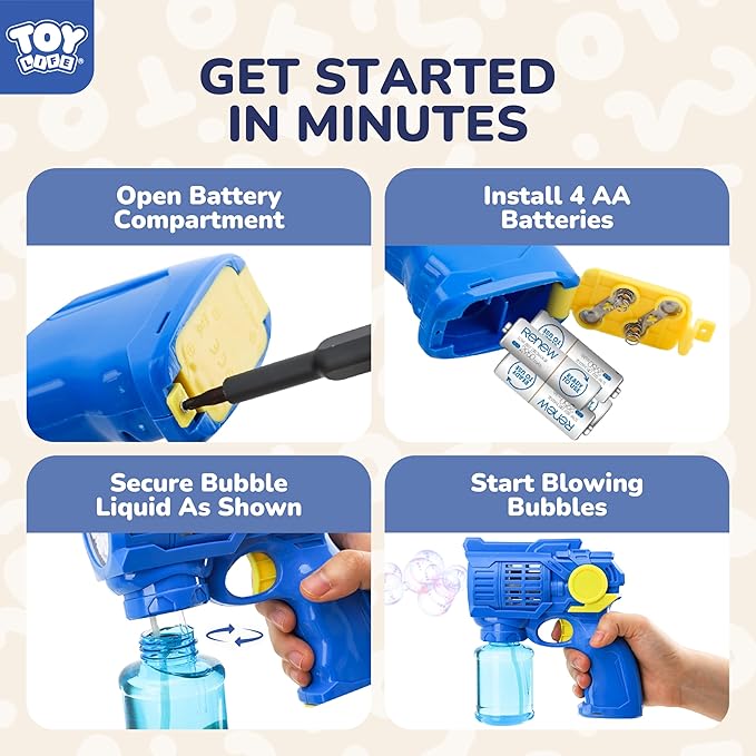 TOY Life 3 Pack Bubble Guns for Kids, Automatic Bubble Blower, Leakproof & Lightweight, Outdoor Summer Toys for Beach Travel, Easter Basket Stuffer, Party Favor, Birthday Gift for Toddlers Boys Girls