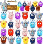 48 Pcs Party Favors for Kids, 3D Animal Pop Fidget Toys Bulk, Sensory Bath Suction Toys for Toddlers, Carnival Treasure Classroom Prizes Box Toys, Fidget Stocking Stuffers Birthday Party Gifts