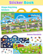 Benresive Reusable Sticker Books for Kids 2-4, Sticker Books for Toddlers 1-3 2-4, Toddler Travel Toys Activities Crafts Gifts - Farm, Space and Vehicle