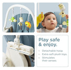 KÜB 3-in-1 Foldable Baby High Chair, 7 Height & 4 Recline Adjustable Seat & Tray for Easy Clean, 2 Locking Wheels, Multifunctional Infant High Chairs for Babies and Toddlers (Blue, with Toys)