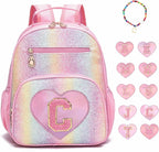 I IHAYNER Kids Glitter Lightweight Backpack for School Travel & Daycare, Toddler Backpack for Girls 3+ Preschool Kindergarten Elementary Kids Backpack-Rainbow Pink C