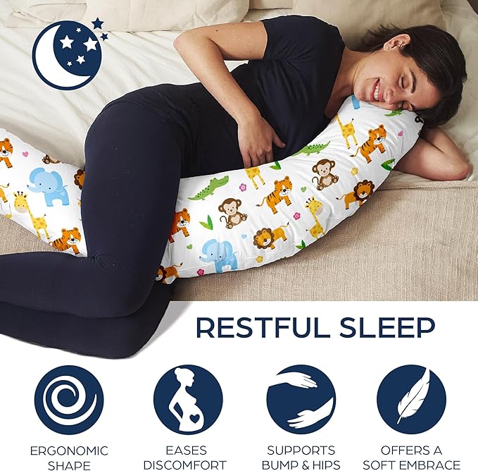 Niimo XXL Pregnancy Pillow & Baby Feeding Pillow - 2022 Double Platinum Winning Maternity Pillow, 100% Cotton Pregnancy Pillow Cover, Machine-Washable, Pregnancy Must Haves