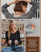 3 Pack Women's Nursing Long Sleeve Tops Breastfeeding Thermal Sweaters with Hidden Zipper Maternity Ribbed Shirts
