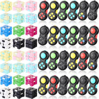 Junkin 24 Pcs Bulk Fidget Pad Controller and Cube Toys Party Favors Mini Blocks Game Controller for Anxiety and Stress Relief Birthday Return Gifts Stocking Stuffers for Boy and Girl