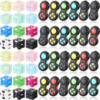 Junkin Bulk Fidget Pad Controller and Cube Toys Party Favors Mini Blocks Game Controller for Anxiety and Stress Relief Birthday Return Gifts Stocking Stuffers for Boy and Girl(72 Pcs)