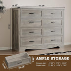 8-Drawer Dresser for Bedroom, Modern Wooden Chest of Drawers with Metal Handles, Anti-Tipping Design, Sturdy and Stable Storage Organizer for Living Room, Entryway, Home Office, Standard