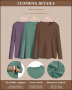 3 Pack Women's Nursing Long Sleeve Tops Breastfeeding Thermal Sweaters with Hidden Zipper Maternity Ribbed Shirts