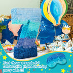 Sratte Number 1 2 3 4 5 6 7 8 9 Piñata with Stick Blindfold Confetti, Gradient Blue Piñata for Kids Boys Girls Birthday Party Anniversary Decorations Supplies(Number 7)