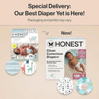 The Honest Company Clean Conscious Diapers for Delicate Skin | Up to 100% Leakproof | Hypoallergenic, Fragrance Free | Gender Neutral | Super Club Box, Size 1 (8-14 lbs), 136 Count (Prints May Vary)