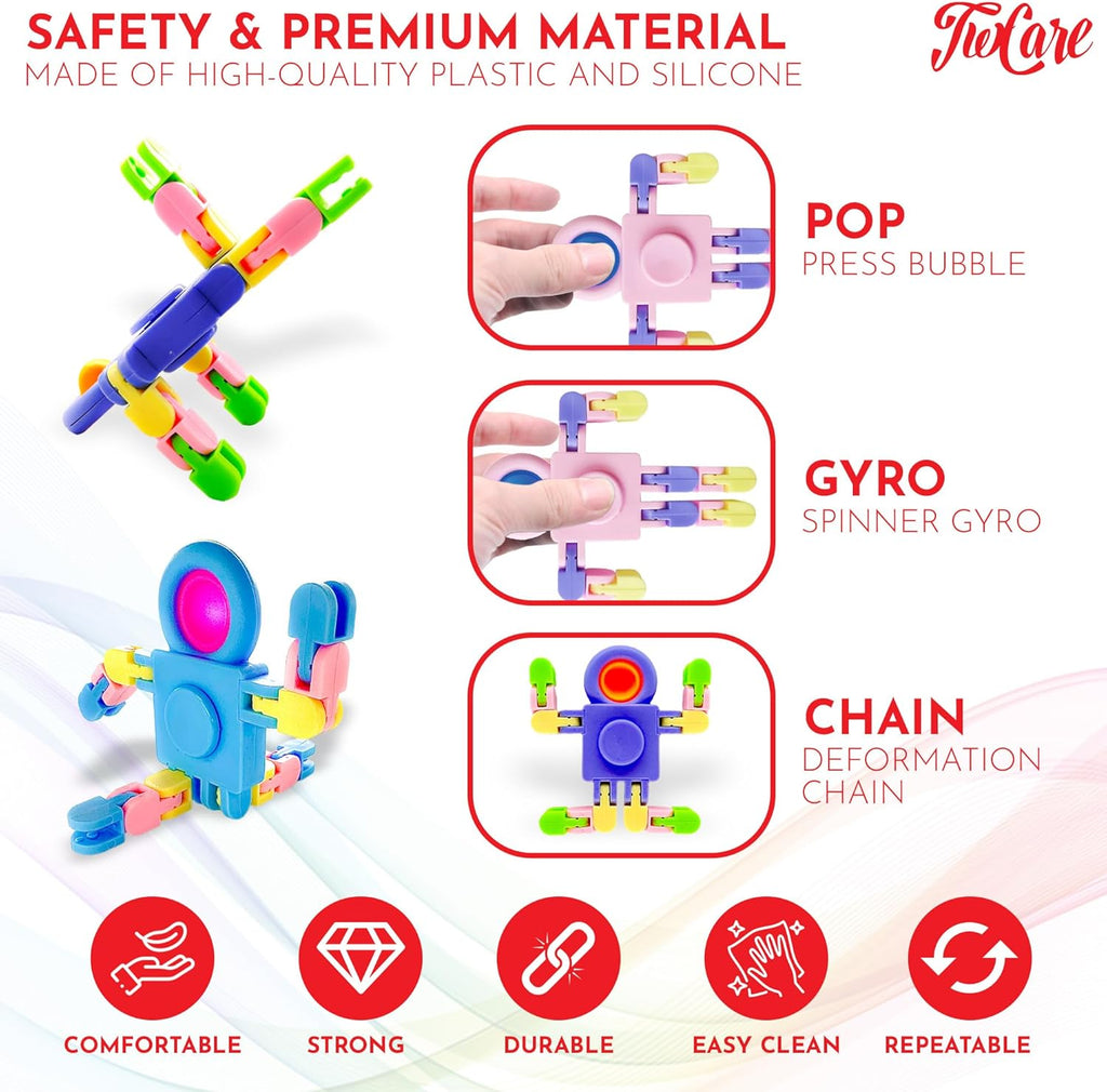 12 Pack Pop Fidget Spinners Party Favors Supplies Prizes for Kids Adults,Sensory Fidget Toys Deformable DIY Chain for Its Stress Relief Easter Basket fillers Goodie Bag Stuffers Birthday Gifts