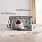 2 in 1 Portable Travel Crib for Toddler, Foldable Crib for Baby, Lightweight Playpen Collapsible Playard with Soft Mattress, Easy to Carry Baby Travel Bed for Outdoor, Indoor (Grey)