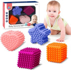Soft Spiky Sensory Balls - Montessori Toys Baby Balls 6 to 12 Months Textured Geometric Shapes for Babies' Sensory Development,Massage Sensory Ball for Toddlers 1-3 Bright Colors Easter Gifts