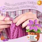 Handmade Grateful Crochet Purple Lily Flower Doll with Appreciation Card – Thank You Gift for Women, Friends, Coworkers, Teachers, Nurses for Her Birthday, Mother’s Day, Christmas.