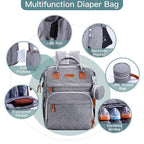 Diaper Bag Backpack with Changing Station, Large Diaper Bag, Baby Bag, Multifunctional Diaper Bag, Gray
