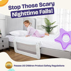 ComfyBumpy 2-Pack Bed Rail for Toddlers 35.5" L x 19.5" H | Toddler Bed Rails for Twin, Full & Toddler Mattress Size | Swing Down Rail Guard | Mattress Side Rail for Kids | White