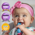 TalkTools ITSY Tiny Silicone Spoons – Twin Pack Soft Silicone Self-Feeding Training Spoons for Kids & Toddlers, Anti-Choking Flange Guard and Non-Slip Handle (Ocean)