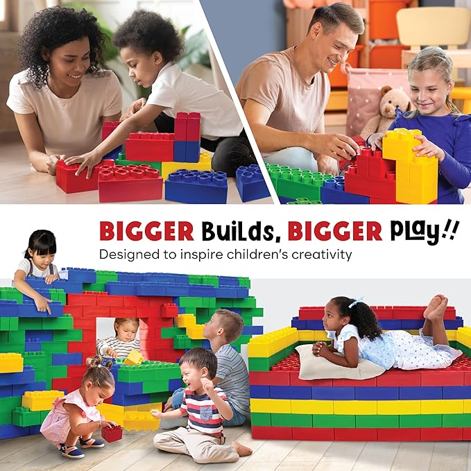 Large Building Blocks for Kids Ages 3-8 – 288 Piece Mega Set – Indoor & Outdoor STEM Toy for Boys & Girls