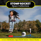 Stomp Rocket Space Collection Rocket Launcher for Kids, 3 NASA Rockets - Backyard & Outdoor Fun Toy Gift for Boys & Girls - STEM Soft Foam Blaster Set Soars Up to 100 Feet - Ages 5 & Up