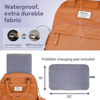 RUVALINO Diaper Bag Backpack-Multifunction Baby Travel Bag with Changing Pad, Insulated Bottle Holders & Pacifier Case, Large Capacity, Waterproof, Maple Orange