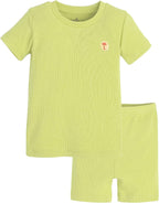 moimoln Pajamas Set 6M-5Y Solid Ribbed Unisex Baby & Toddler, Soft Viscose, Snug-Fit, Everyday Sleepwear