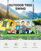 Tree Swing for Kids and Adults, 60" Waterproof Rectangle Platform Swing, 700lbs Heavy Duty with Adjustable Straps, Green