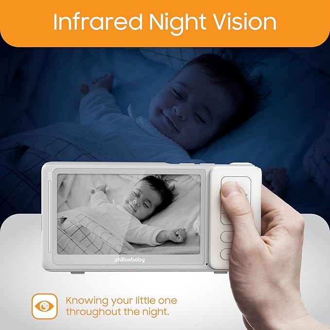 CHILLAX Giraffe Pro Max Baby Monitor, 1080p Full HD Camera with 5” 720p Screen, Privacy Mode, Flexible Gooseneck, Auto-Dimming LED, Two-Way Talk, and Night Vision, Video with Camera and Audio