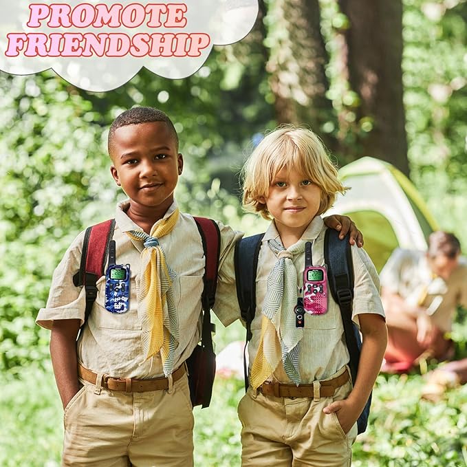 Kids Walkie Talkies Toys Boys Gifts 5 6 7 8 9 Year Old Outdoor Toys for Kids 2 Way Radio with Camping Gear Army Soldier Pretend Play Birthday Present Boy (Blue Pink)
