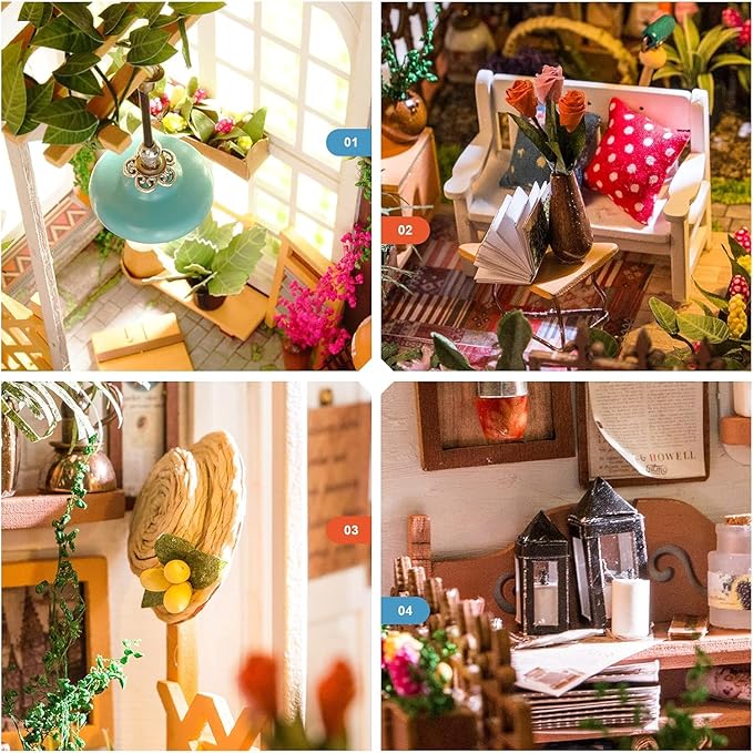 Rolife DIY Miniature House Kit Miller's Garden, Tiny House Kit for Adults to Build, Mini House Making Kit with Furnitures, Halloween/Christmas Decorations/Gifts for Family Friends (Miller's Garden)