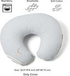 Organic Cover for Nursing Pillow • Premium Quality 100% Cotton Oeko-Tex Standard • Cover for Breastfeeding and Bottle Feeding Pillow • Soft and Breathable • Only Cover (Slate waffle)