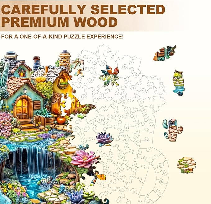 WOODBESTS Wooden Puzzles for Adults, Succulent Mug Wood Puzzles Adult(190 Pieces, M, 11.4 * 11.3in), Unique Shape Wooden Animal Jigsaw Puzzles, Birthday Gifts for Adults Family Game