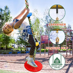 Tree Swing Climbing Rainbow Rope, Heavy Duty Swing Disc Seat Replacement for Kids with Hanging Strap and Platform Carabiners Indoor/Outdoor Playground Accessories (Red)