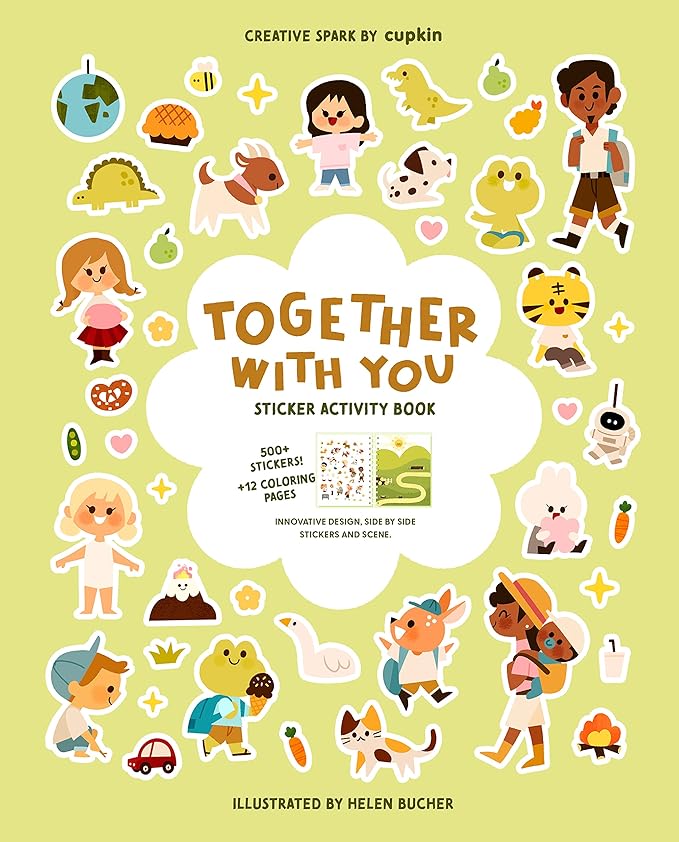 Together with You Sticker + Coloring Book (500+ Valentine's Stickers for Kids & 12 Coloring Pages) Side by Side Activity Book, Fun Road Trip Activity, Cute Craft for Boys & Girls Ages 2-4 4-8, 8-10