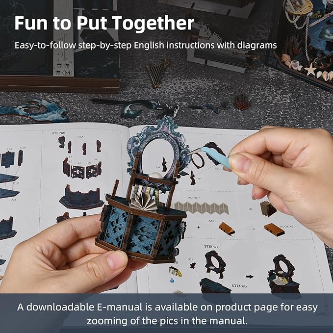 Book Nook Kit, DIY Miniature Dollhouse Book Nook Kit with Dust Cover and LED Light (The Song of Sirens)