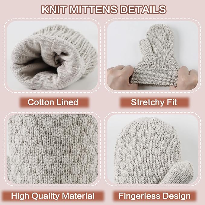 Baby Knit Mittens Toddler Boys Girls Gloves Winter Infant Newborn No Scratch Mitten 0-3 Years