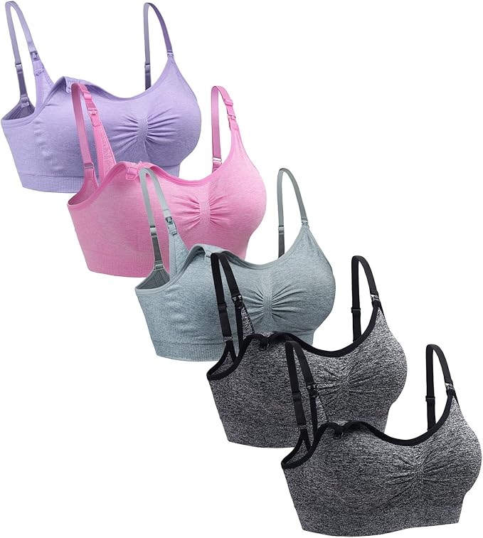 Suekaphin 5PACK Nursing Bra Wireless Bra Women's Sleeping Maternity Bra Breastfeeding Bra
